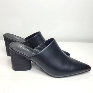 ROHB by Joyce Azria Willow Pointed Toe Black Block Heels Mules Size 7M